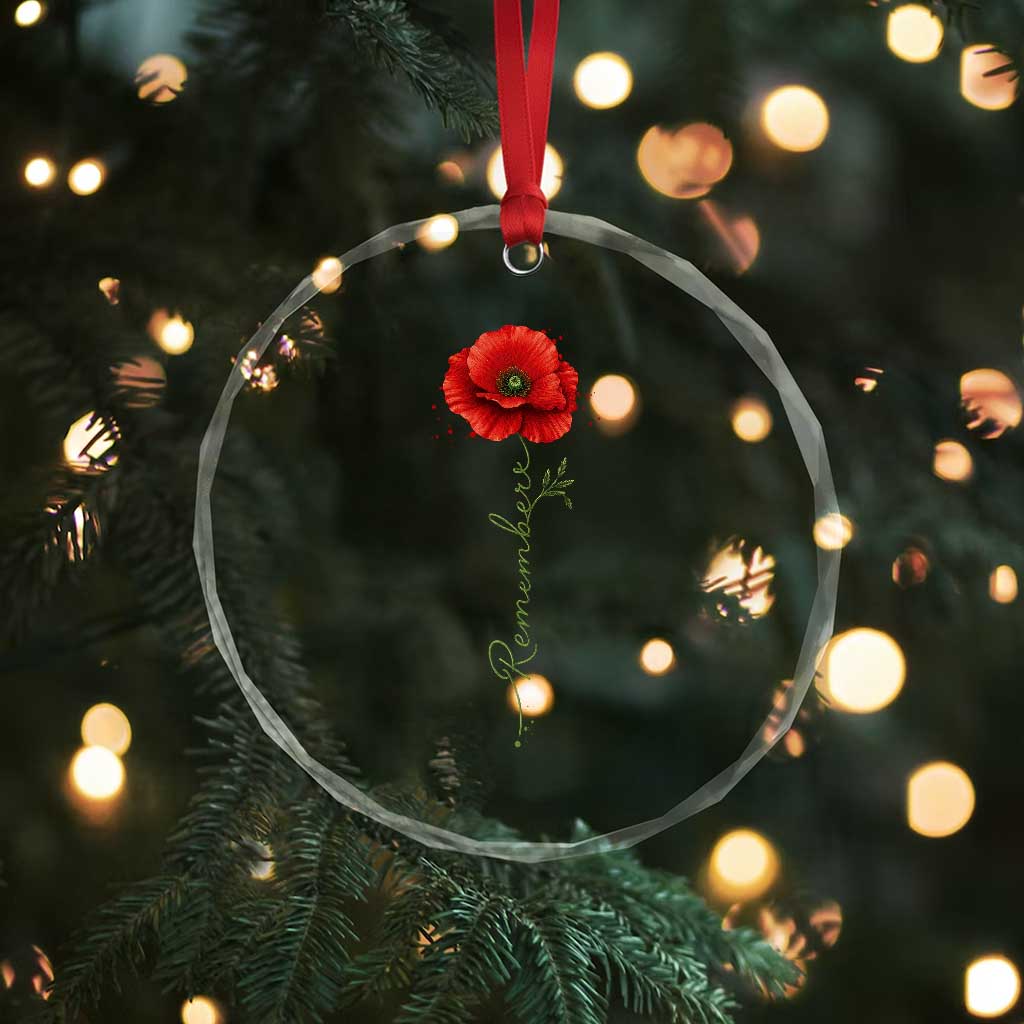 Remember Memorial Day Red Poppy Veteran Military Army Crystal Glass Ornament TS11 Print Your Wear