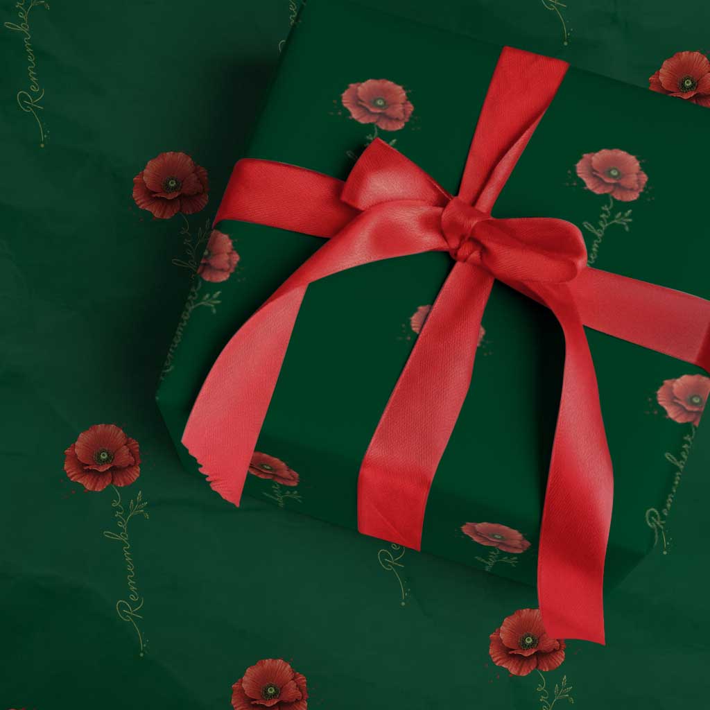 Remember Memorial Day Red Poppy Veteran Military Army Wrapping Paper Roll TS11 Green Print Your Wear