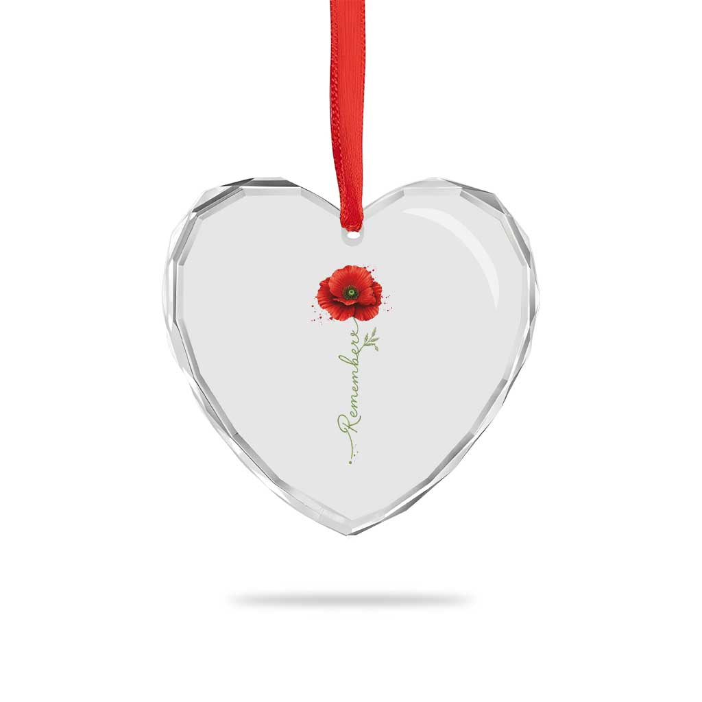 Remember Memorial Day Red Poppy Veteran Military Army Heart Crystal Glass Ornament TS11 Print Your Wear