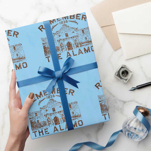 Remember The Alamo Wrapping Paper Roll Texas Souvenir History San Antonio Pride TS10 Light Blue Print Your Wear