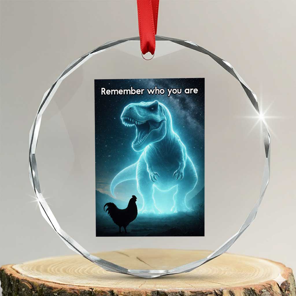Remember Who You Are Crystal Glass Ornament Funny Evolution Joke Meme Chicken Dinosaur TS10 Transparent Glass 3'' Circle Print Your Wear