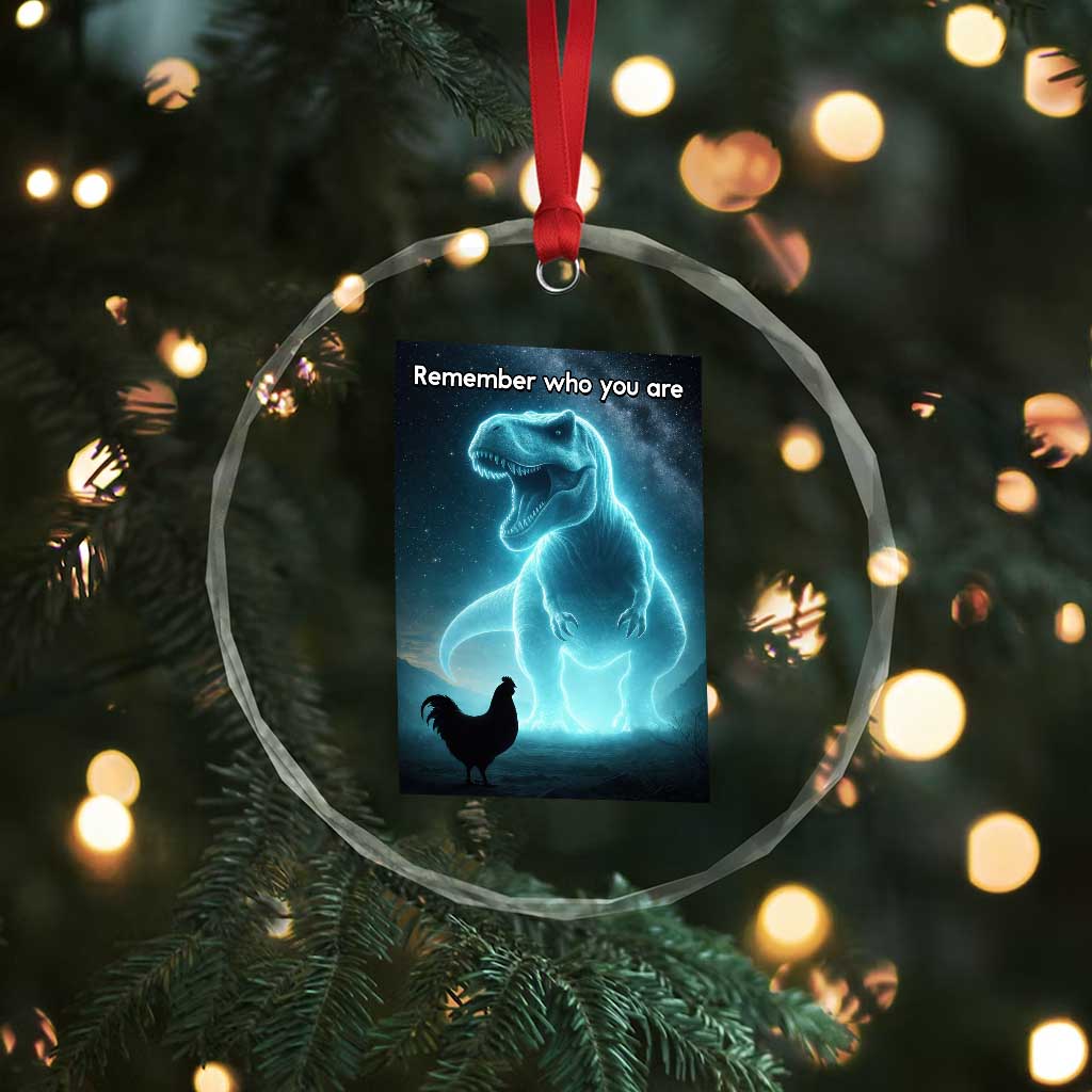 Remember Who You Are Crystal Glass Ornament Funny Evolution Joke Meme Chicken Dinosaur TS10 Print Your Wear