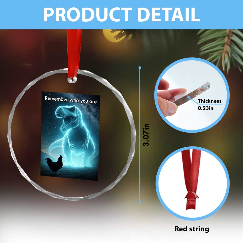 Remember Who You Are Crystal Glass Ornament Funny Evolution Joke Meme Chicken Dinosaur TS10 Print Your Wear