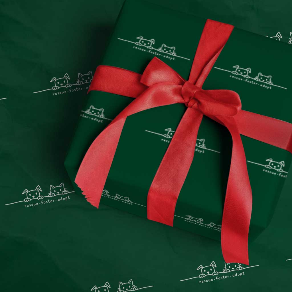 Rescue Dog Cat Wrapping Paper Roll Adopt Rescue Foster Animal Shelter Volunteer TS10 Green Print Your Wear