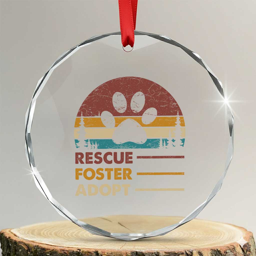 Rescue Dog Crystal Glass Ornament Retro Adopt Rescue Foster Animal Shelter Volunteer TS10 Transparent Glass 3'' Circle Print Your Wear