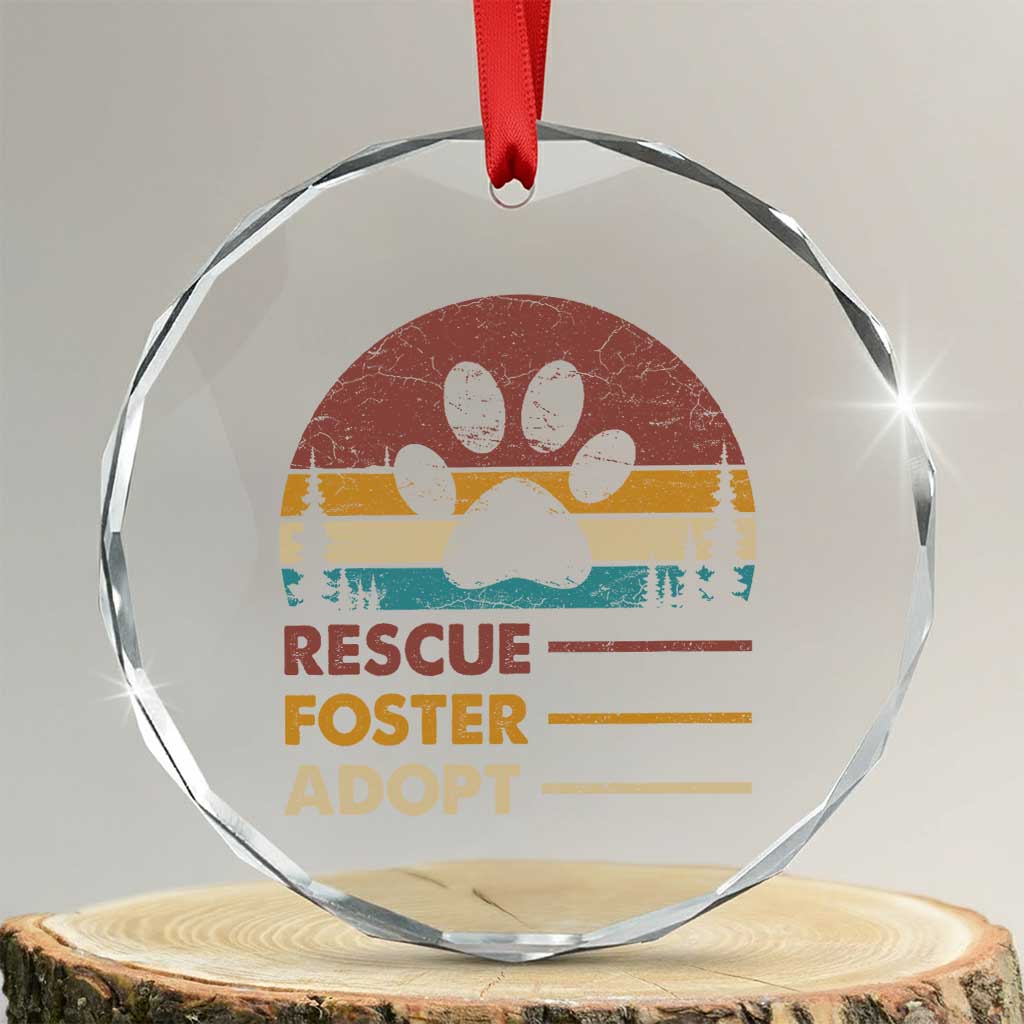 Rescue Dog Crystal Glass Ornament Retro Adopt Rescue Foster Animal Shelter Volunteer TS10 Transparent Glass 3'' Circle Print Your Wear