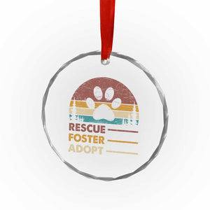 Rescue Dog Crystal Glass Ornament Retro Adopt Rescue Foster Animal Shelter Volunteer TS10 Transparent Glass 3'' Circle Print Your Wear