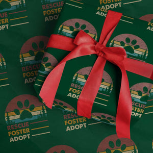 Rescue Dog Wrapping Paper Roll Retro Adopt Rescue Foster Animal Shelter Volunteer TS10 Green Print Your Wear