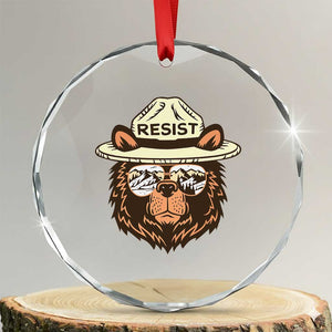 Resist Bear Retro Vintage Crystal Glass Ornament TS02 Transparent Glass 3'' Circle Print Your Wear