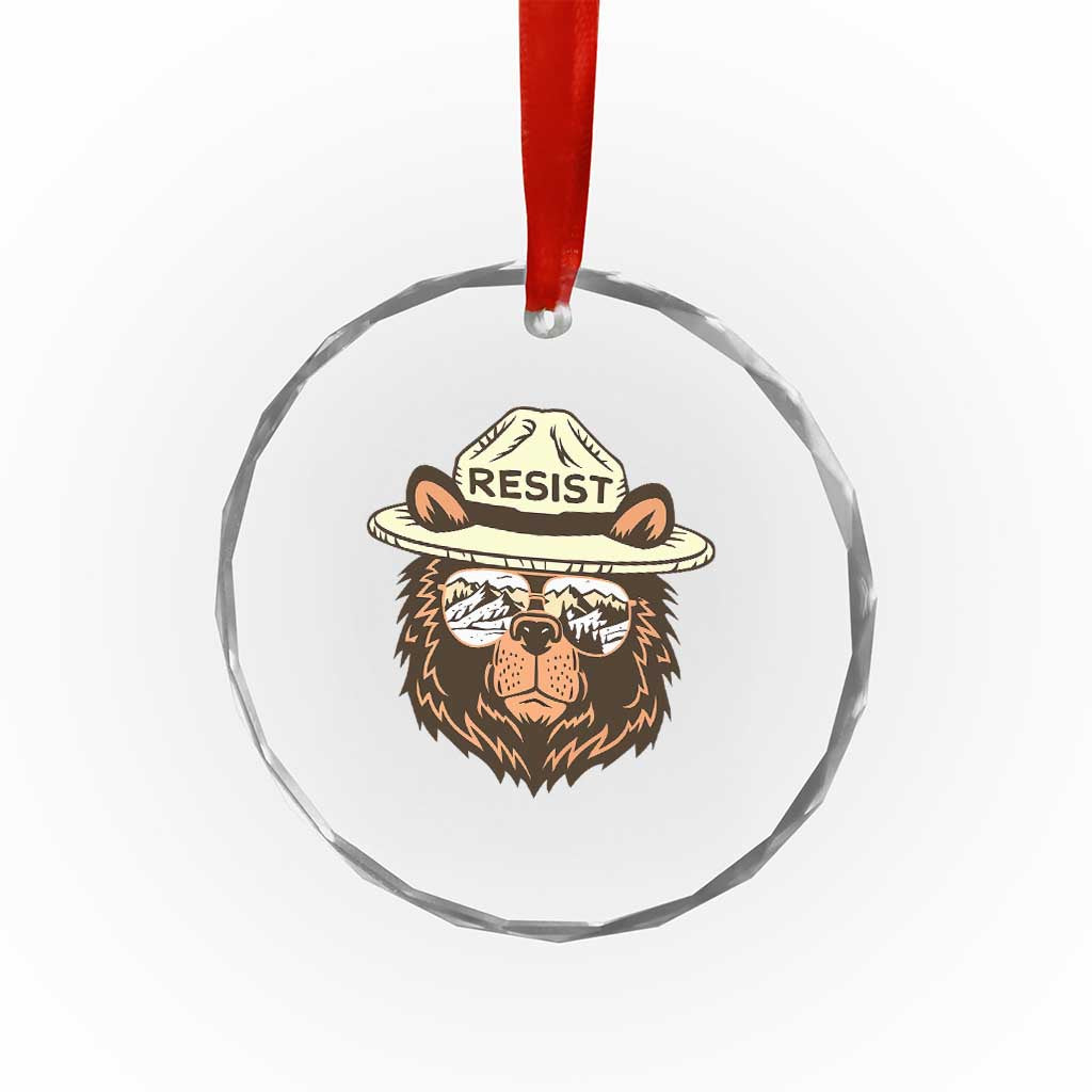 Resist Bear Retro Vintage Crystal Glass Ornament TS02 Print Your Wear