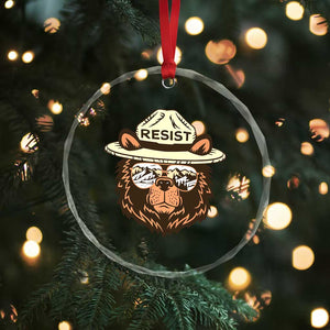 Resist Bear Retro Vintage Crystal Glass Ornament TS02 Print Your Wear