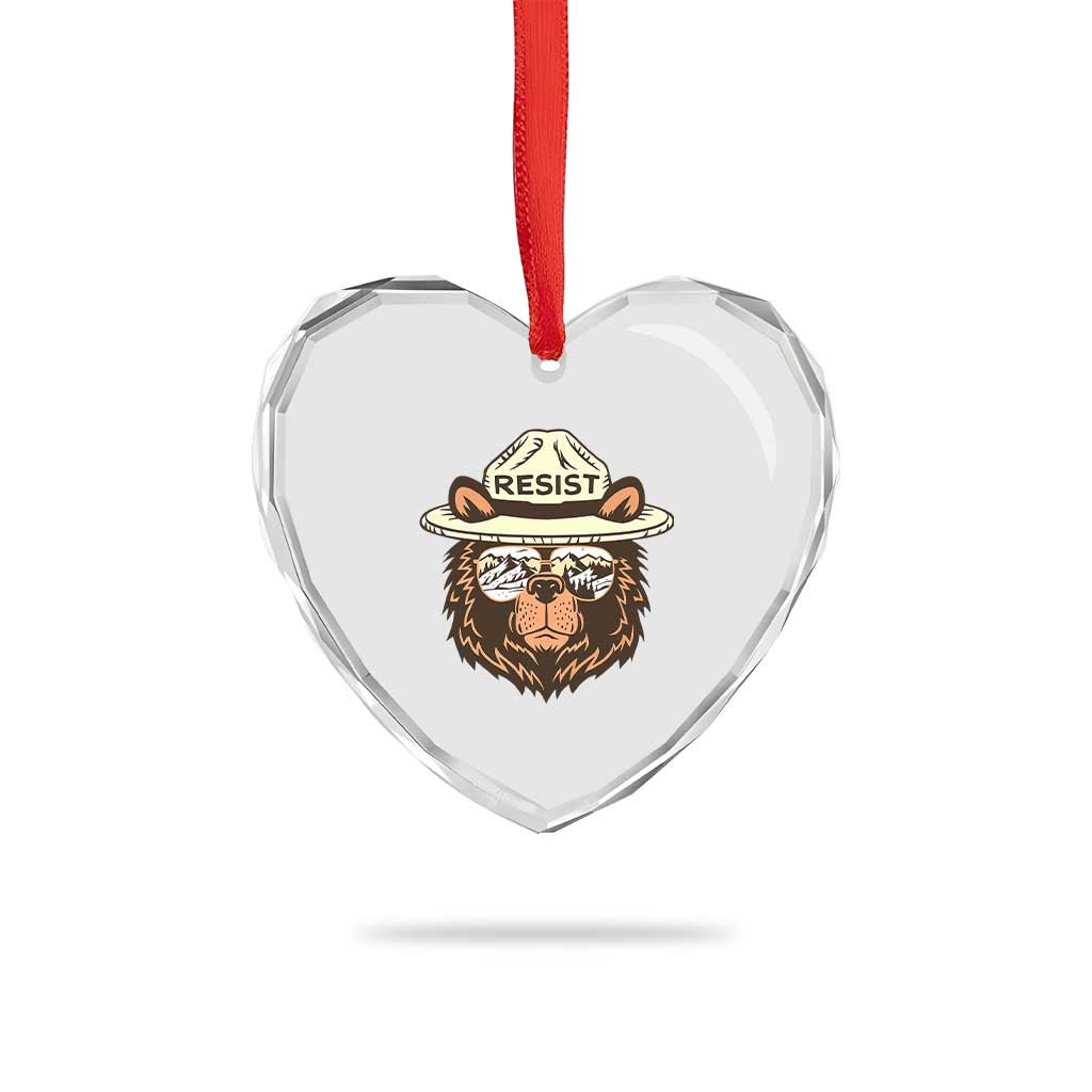 Resist Bear Retro Vintage Heart Crystal Glass Ornament TS02 Print Your Wear