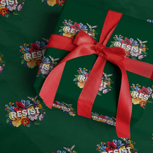 Resist Floral Wrapping Paper Roll Retro Botanical Graphic TS02 Green Print Your Wear