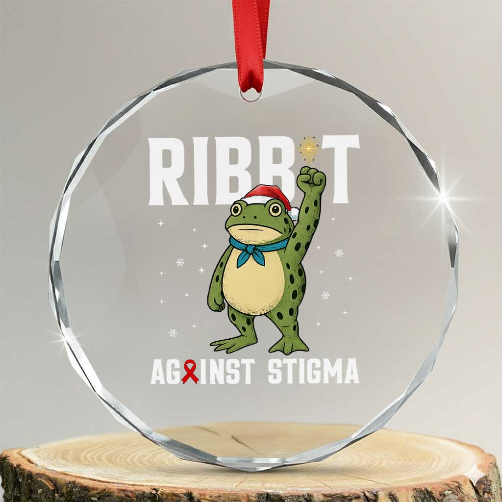 Resist Frog AIDS Awareness Christmas Crystal Glass Ornament Funny Portland Activist Meme HIV Support Red Ribbon TS14 Transparent Glass 3'' Circle Print Your Wear