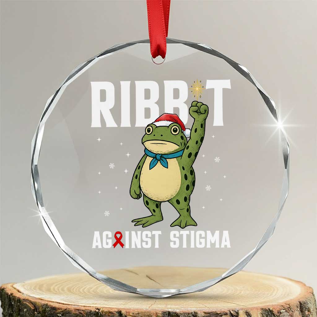 Resist Frog AIDS Awareness Christmas Crystal Glass Ornament Funny Portland Activist Meme HIV Support Red Ribbon - Print Your Wear