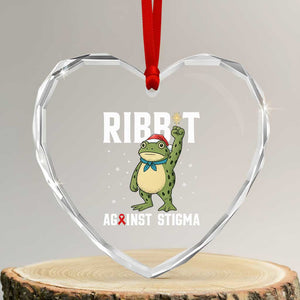 Resist Frog AIDS Awareness Christmas Heart Crystal Glass Ornament Funny Portland Activist Meme HIV Support Red Ribbon TS14 Transparent Glass 3'' Heart Print Your Wear