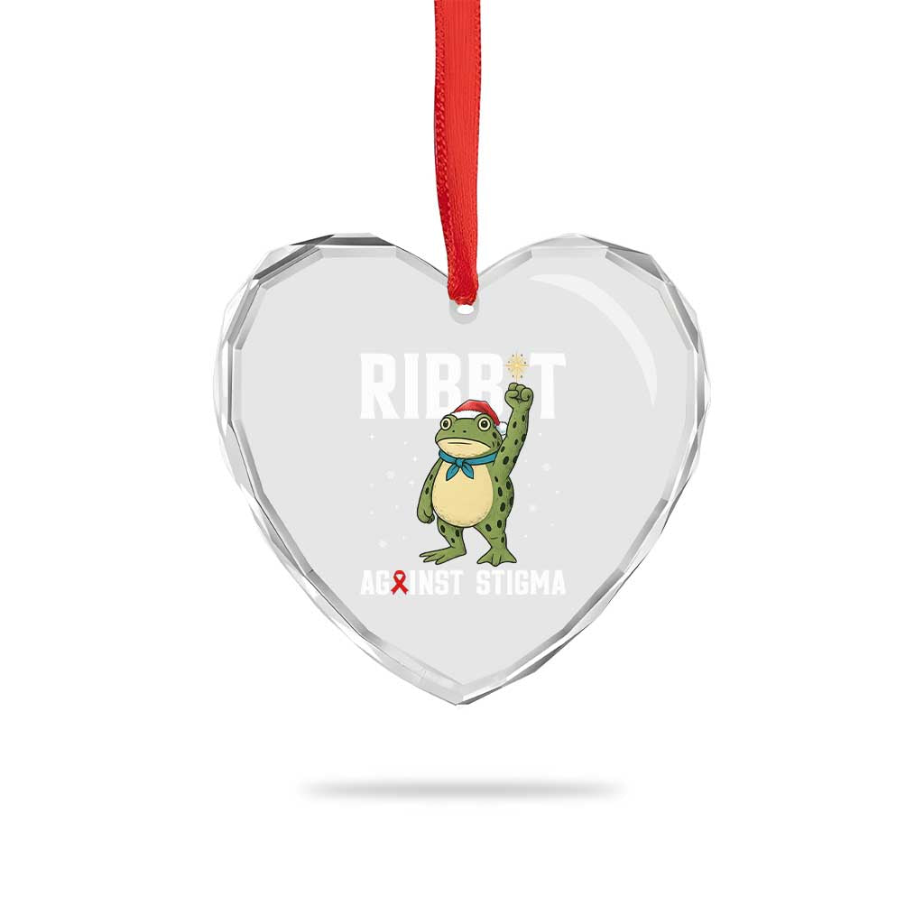 Resist Frog AIDS Awareness Christmas Heart Crystal Glass Ornament Funny Portland Activist Meme HIV Support Red Ribbon TS14 Print Your Wear