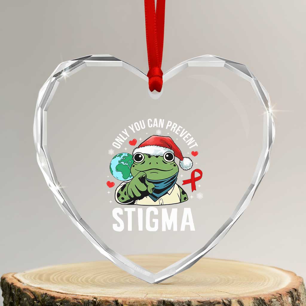 Resist Frog AIDS Awareness Christmas Heart Crystal Glass Ornament Only You Can Prevent Stigma TS14 Transparent Glass 3'' Heart Print Your Wear