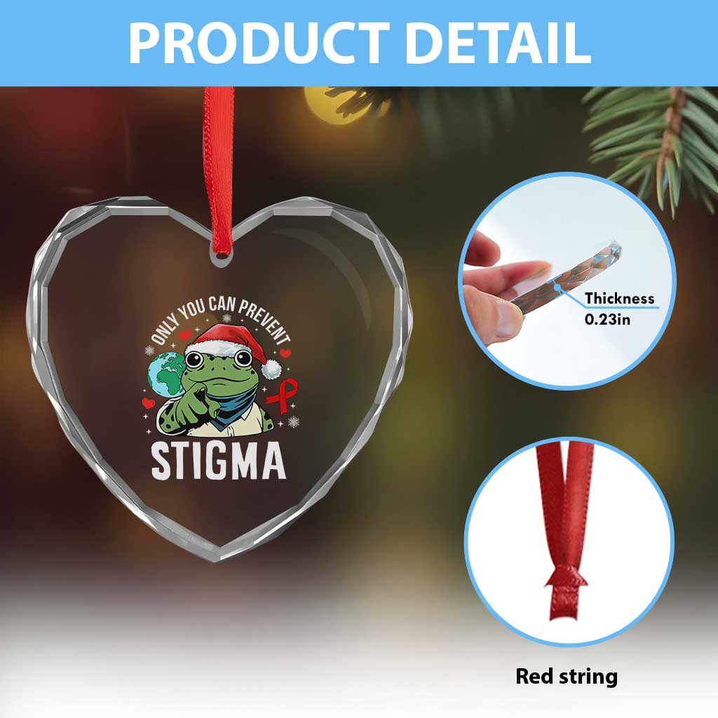 Resist Frog AIDS Awareness Christmas Heart Crystal Glass Ornament Only You Can Prevent Stigma TS14 Print Your Wear