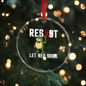 Resist Frog AIDS Awareness Crystal Glass Ornament Funny Portland Activist Meme HIV Support Red Ribbon TS14 Print Your Wear