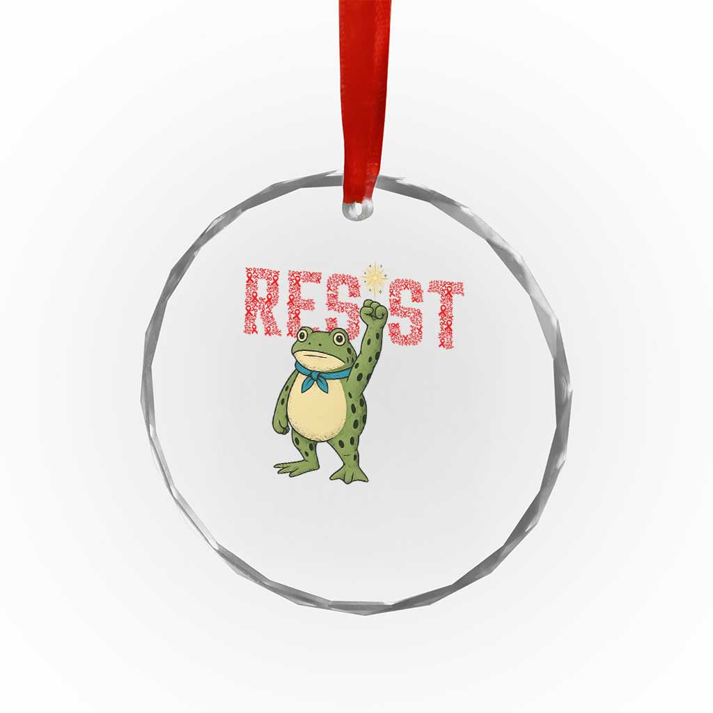 Resist Frog AIDS Awareness Crystal Glass Ornament Portland Activist Political Meme HIV Support Red Ribbon TS14 Print Your Wear