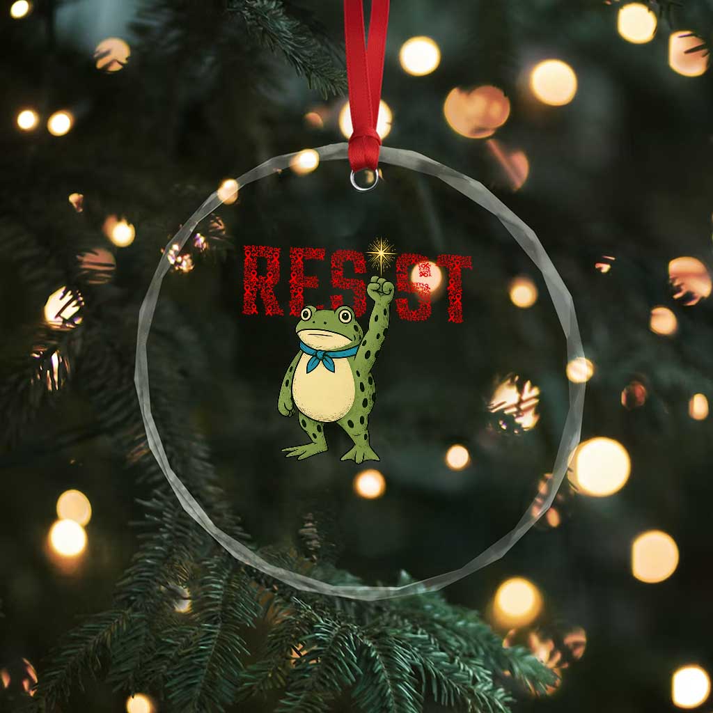 Resist Frog AIDS Awareness Crystal Glass Ornament Portland Activist Political Meme HIV Support Red Ribbon TS14 Print Your Wear