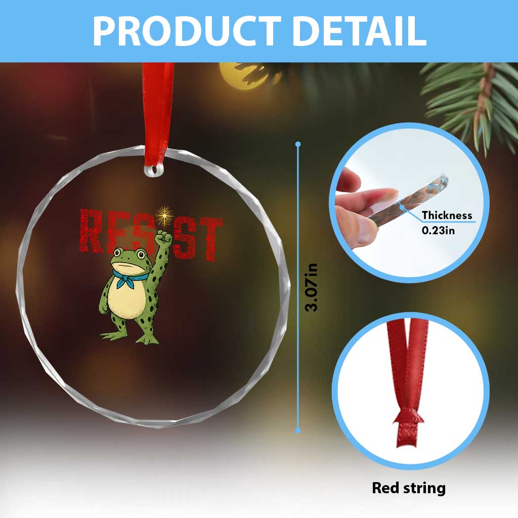 Resist Frog AIDS Awareness Crystal Glass Ornament Portland Activist Political Meme HIV Support Red Ribbon TS14 Print Your Wear
