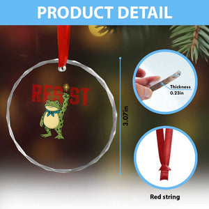 Resist Frog AIDS Awareness Crystal Glass Ornament Portland Activist Political Meme HIV Support Red Ribbon TS14 Print Your Wear