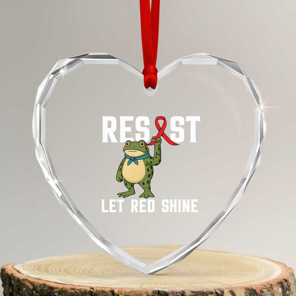 Resist Frog AIDS Awareness Heart Crystal Glass Ornament Funny Portland Activist Meme HIV Support Red Ribbon TS14 Transparent Glass 3'' Heart Print Your Wear