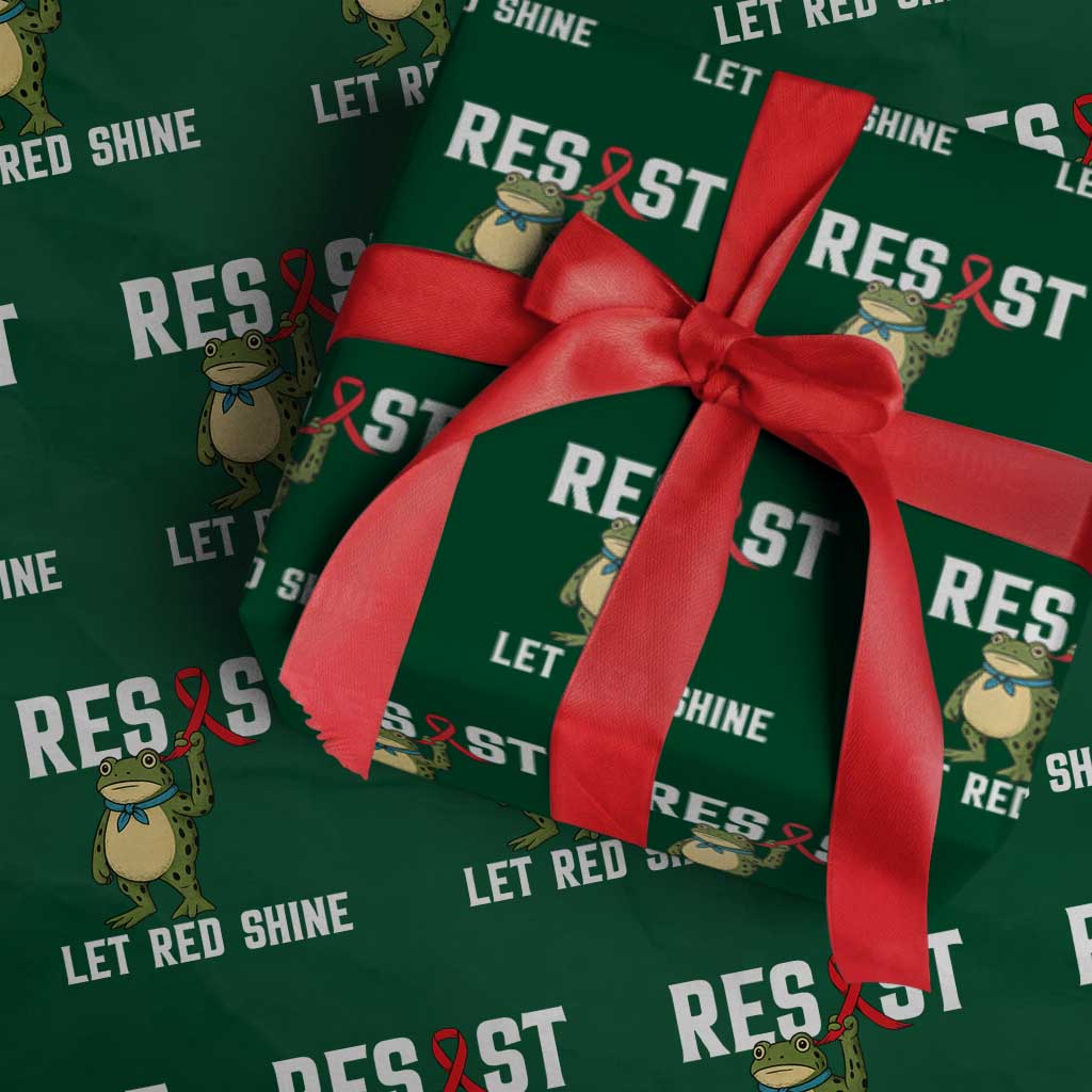 Resist Frog AIDS Awareness Wrapping Paper Roll Funny Portland Activist Meme HIV Support Red Ribbon TS14 Green Print Your Wear