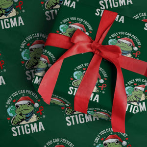 Resist Frog AIDS Awareness Xmas Wrapping Paper Roll Only You Can Prevent Stigma TS14 Green Print Your Wear