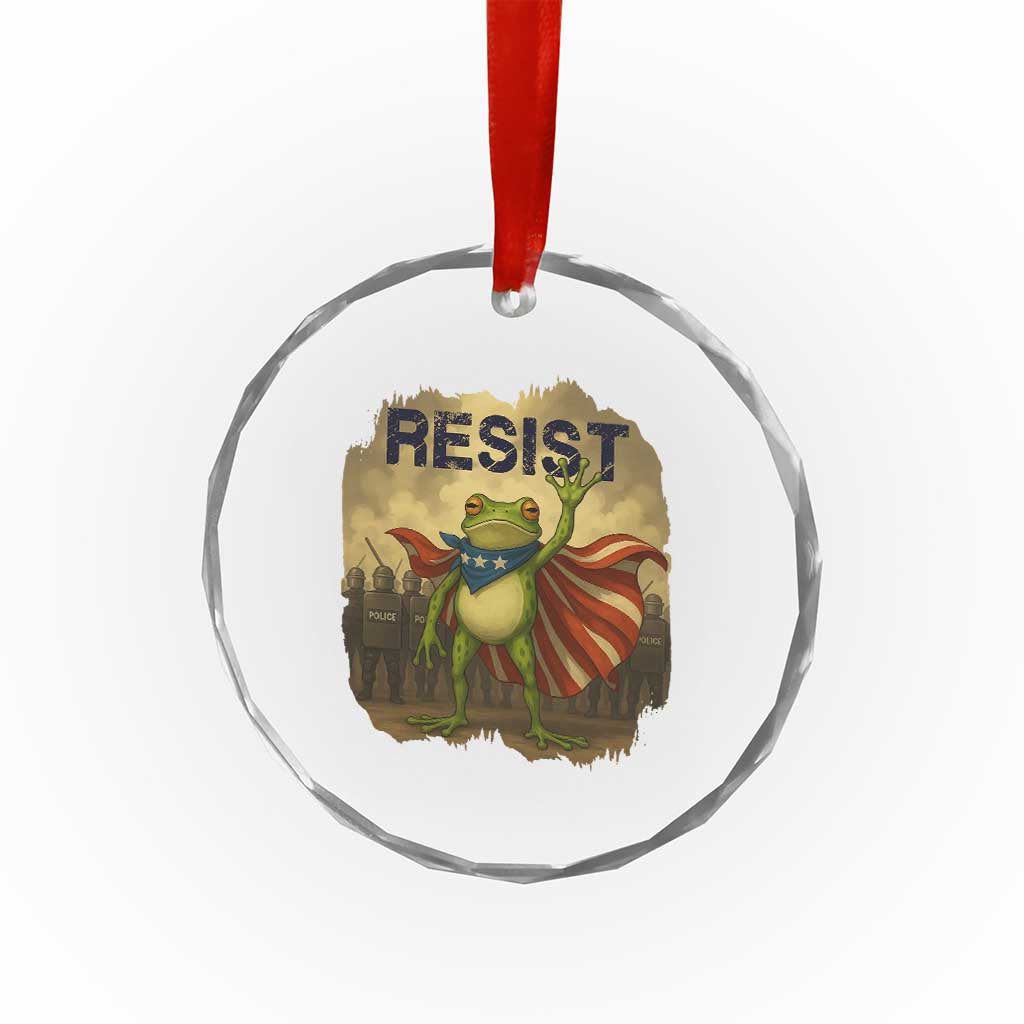 Resist Frog Christian Christmas Crystal Glass Ornament Funny Polittical 2025 Meme TS14 Print Your Wear