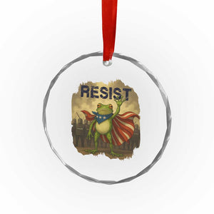 Resist Frog Christian Christmas Crystal Glass Ornament Funny Polittical 2025 Meme TS14 Print Your Wear