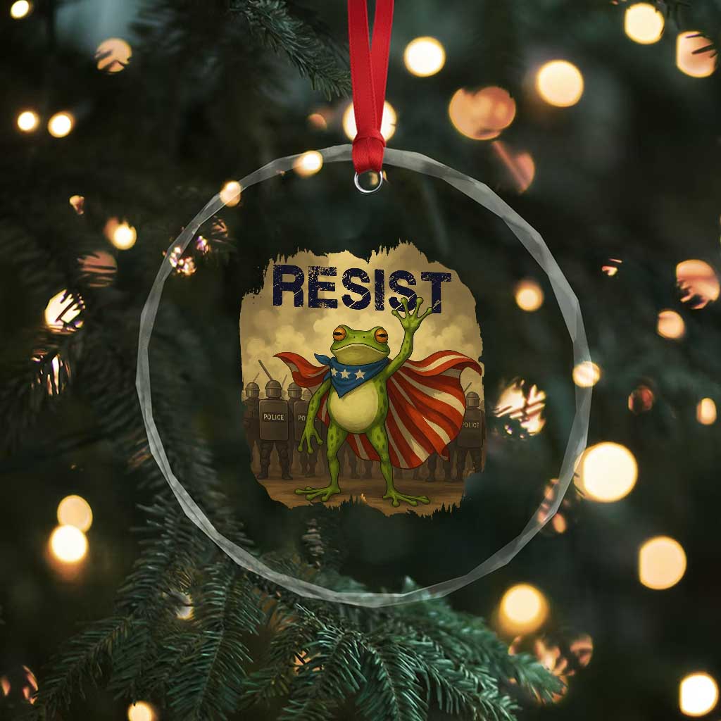 Resist Frog Christian Christmas Crystal Glass Ornament Funny Polittical 2025 Meme TS14 Print Your Wear