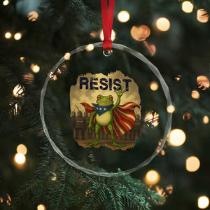 Resist Frog Christian Christmas Crystal Glass Ornament Funny Polittical 2025 Meme TS14 Print Your Wear