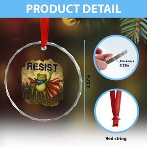 Resist Frog Christian Christmas Crystal Glass Ornament Funny Polittical 2025 Meme TS14 Print Your Wear