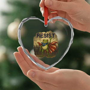 Resist Frog Christian Christmas Heart Crystal Glass Ornament Funny Polittical 2025 Meme TS14 Print Your Wear