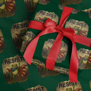 Resist Frog Christian Xmas Wrapping Paper Roll Funny Polittical 2025 Meme TS14 Green Print Your Wear