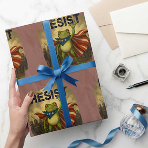 Resist Frog Christian Xmas Wrapping Paper Roll Funny Polittical 2025 Meme TS14 Mocha Print Your Wear