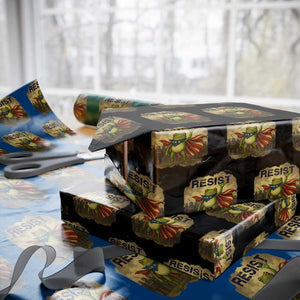 Resist Frog Christian Xmas Wrapping Paper Roll Funny Polittical 2025 Meme TS14 Black Print Your Wear