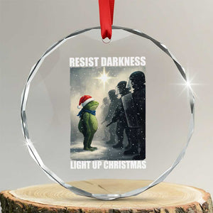 Resist Frog Christmas Crystal Glass Ornament Funny Portland Protest ICE Activist Meme TS14 Transparent Glass 3'' Circle Print Your Wear