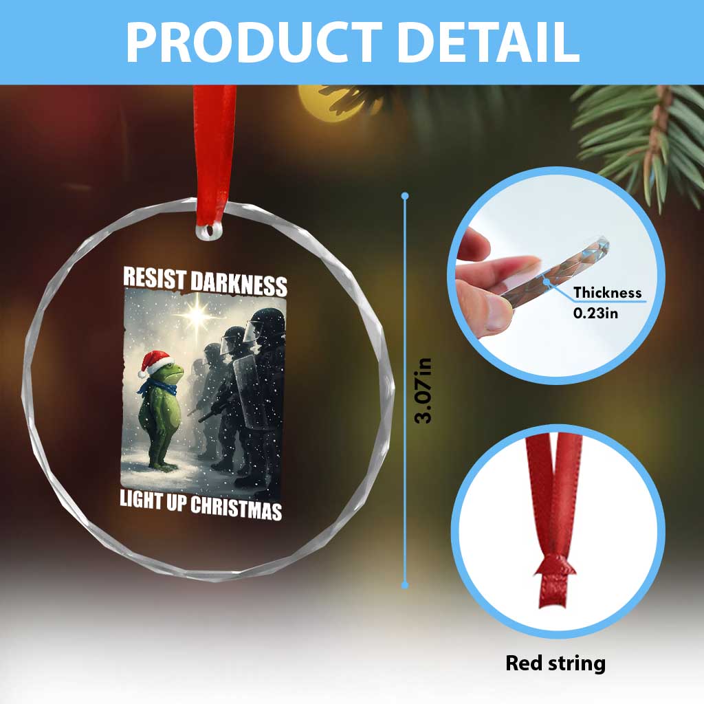 Resist Frog Christmas Crystal Glass Ornament Funny Portland Protest ICE Activist Meme TS14 Print Your Wear