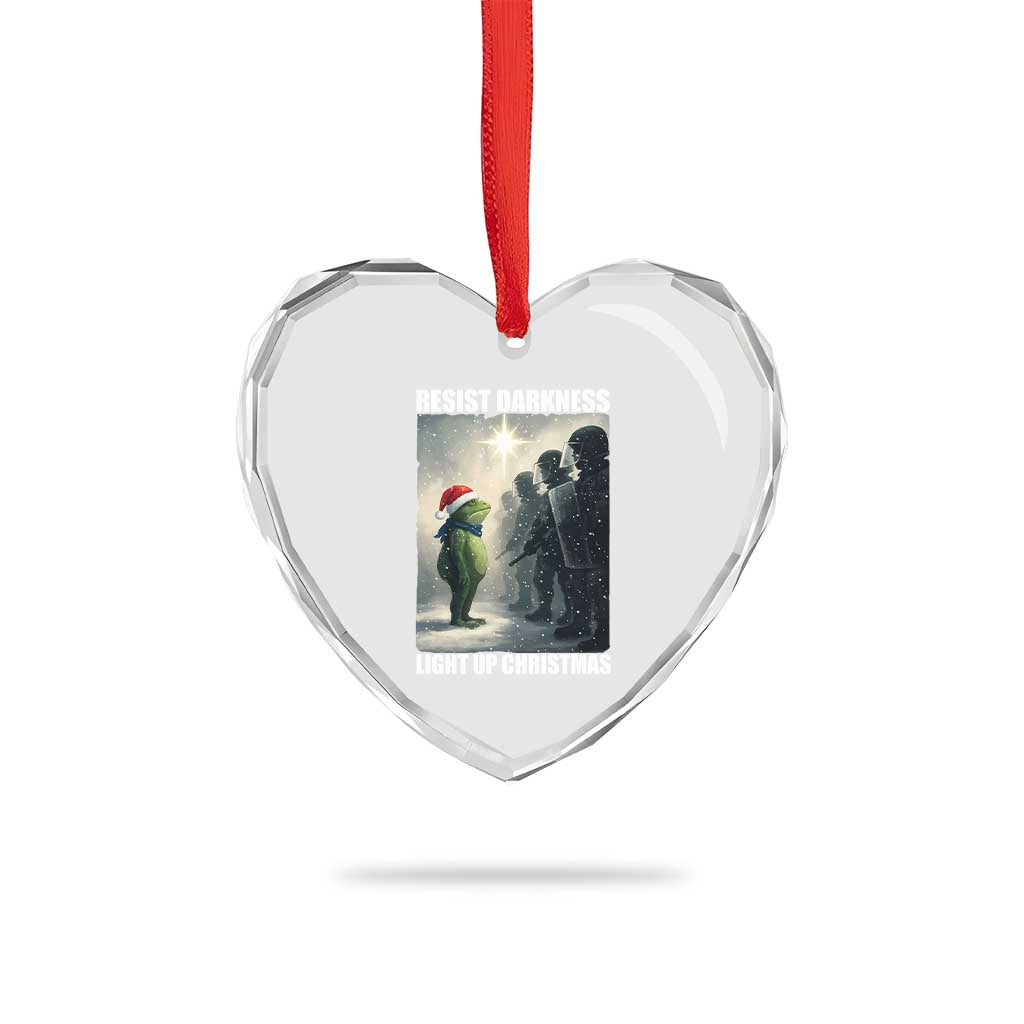 Resist Frog Christmas Heart Crystal Glass Ornament Funny Portland Protest ICE Activist Meme TS14 Print Your Wear