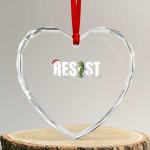 Resist Frog Christmas Heart Crystal Glass Ornament Funny Portland Protest ICE Activist Meme 2025 TS14 Transparent Glass 3'' Heart Print Your Wear