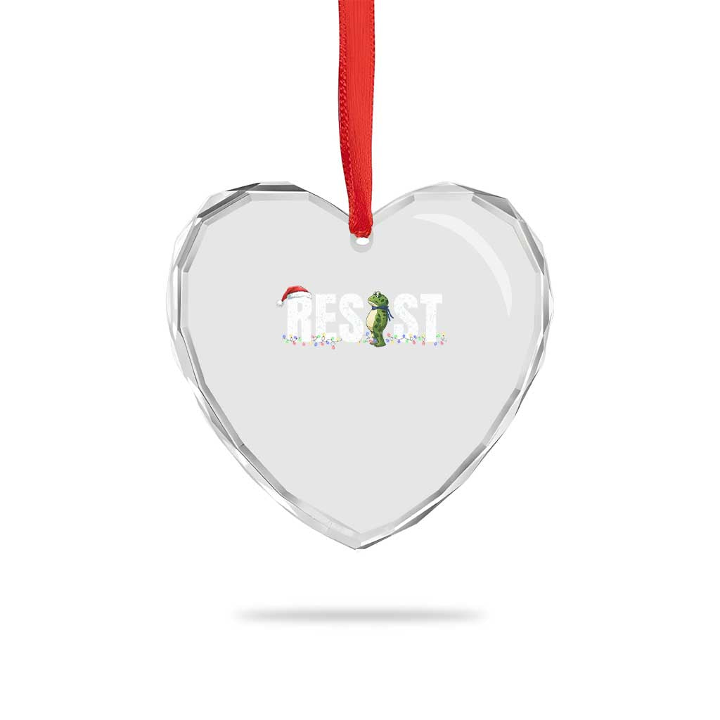 Resist Frog Christmas Heart Crystal Glass Ornament Funny Portland Protest ICE Activist Meme 2025 TS14 Print Your Wear