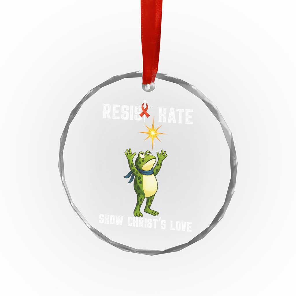 Resist Frog Crystal Glass Ornament Christian HIV Awareness Red Ribbon TS14 Print Your Wear