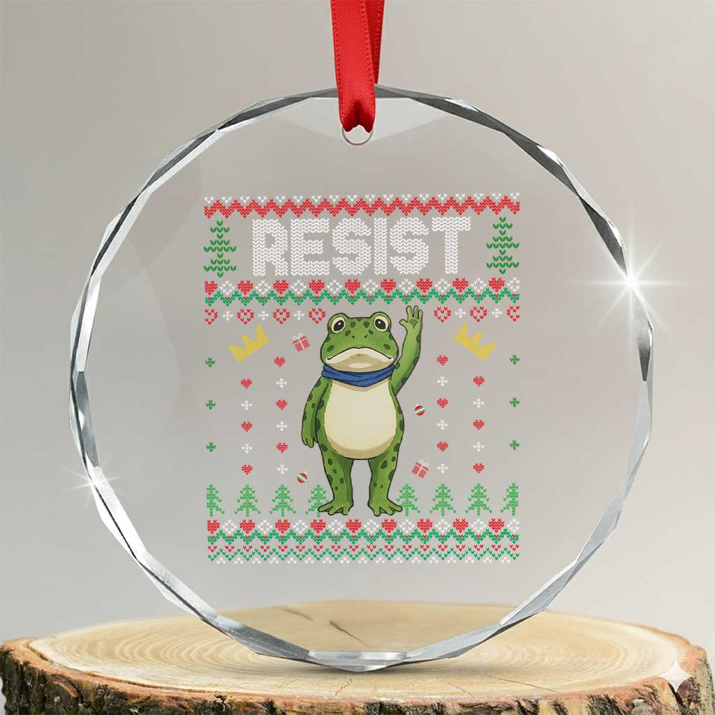 Resist Frog Crystal Glass Ornament Funny Portland Protest ICE Activist Meme 2025 TS14 Transparent Glass 3'' Circle Print Your Wear