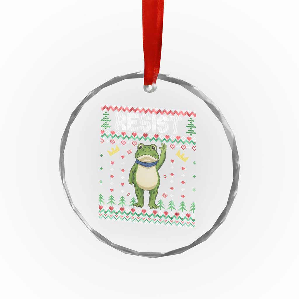 Resist Frog Crystal Glass Ornament Funny Portland Protest ICE Activist Meme 2025 TS14 Print Your Wear