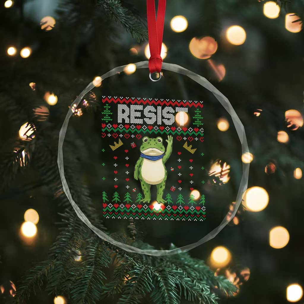Resist Frog Crystal Glass Ornament Funny Portland Protest ICE Activist Meme 2025 TS14 Print Your Wear