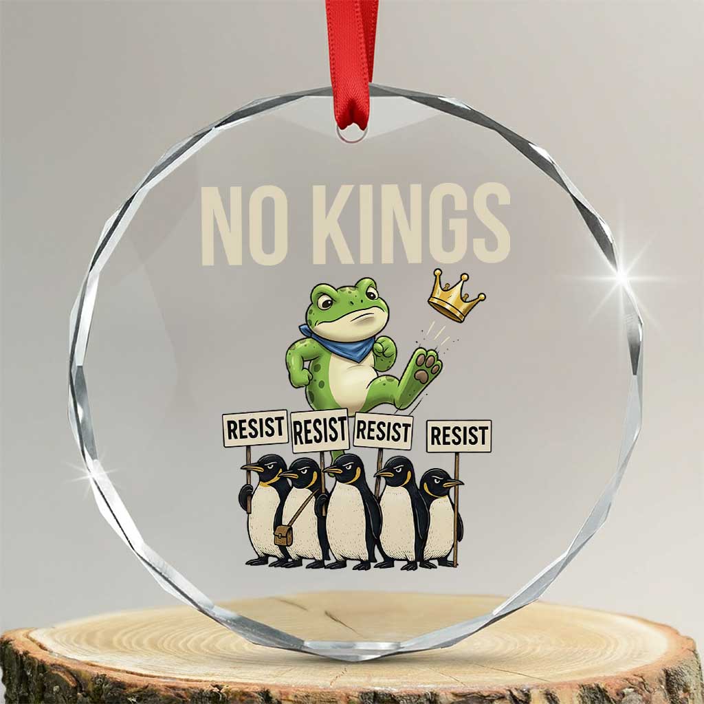 Resist Frog Crystal Glass Ornament No Kings Funny Portland Protest ICE Activist Meme - Print Your Wear